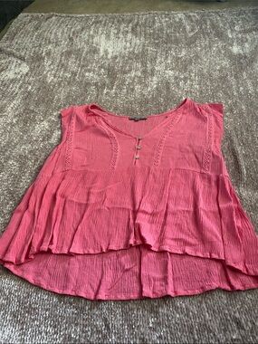 Sleeveless Pink Tiered Peasant Top - Unbranded